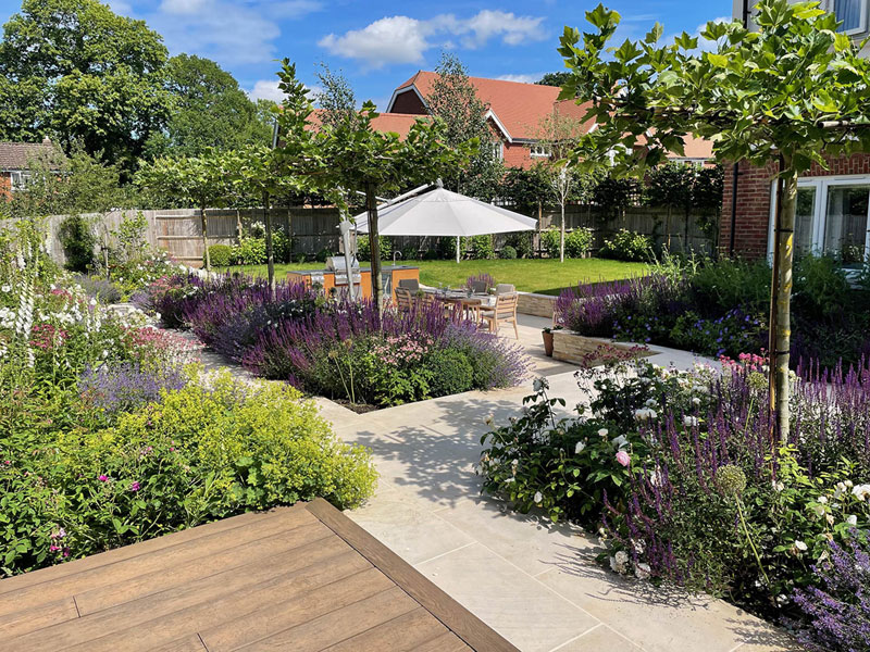 Edge of the cantilevered deck and paving